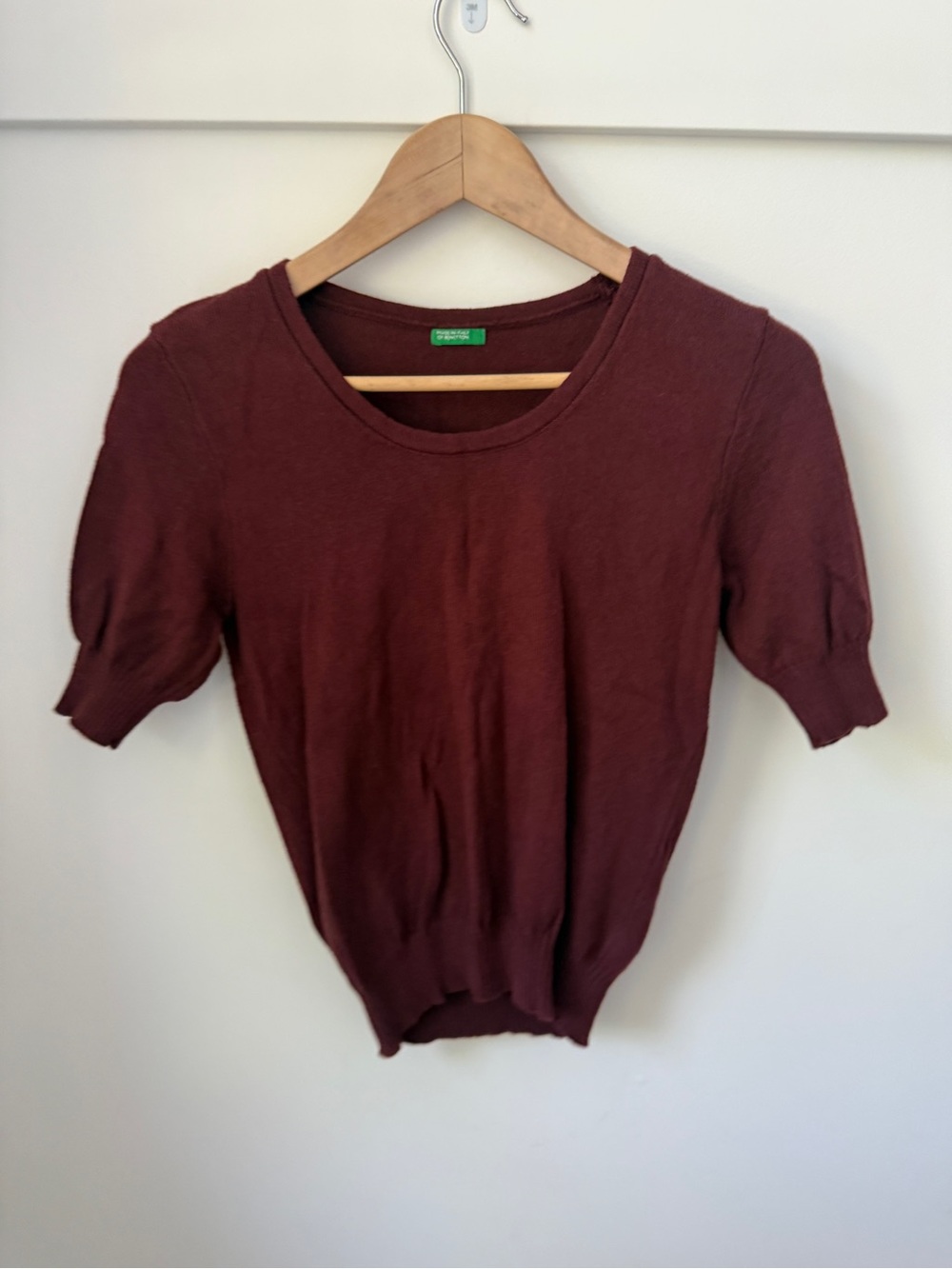 Benetton Maroon Short Sleeve Knit Top